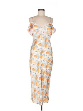 Lush Orange Floral Slip Midi Dress